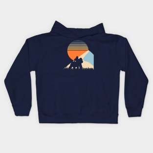 Gorilla Sunset Retro Kids Hoodie